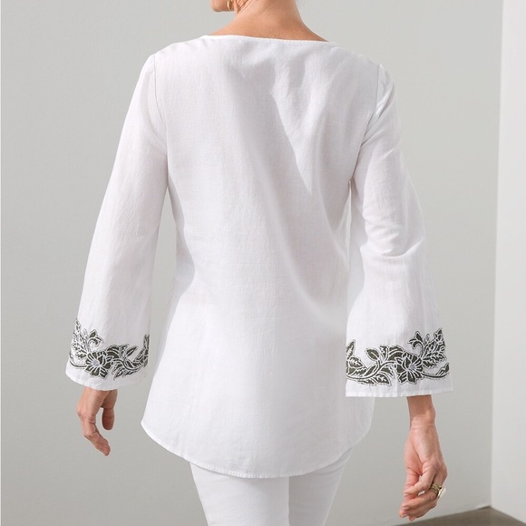 Chicos Small Linen Tunic Bohemian Blouse - Picture 3 of 4